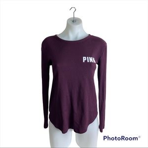 Victoria's Secret Pink Burgundy Waffle Henley  [236]